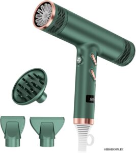 تصویر سشوار کیمی مدل KM-2062 با موتور براشلس 110000 دور، توان 1500 وات، دیسپانسر و متمرکز کننده