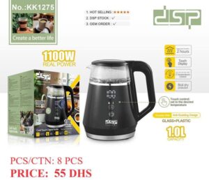 کتری برقی دی اس پی مدل K1275 - کتری شیشهای و استیل با صفحه دیجیتال