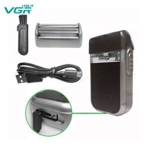 تصویر شیور صورت دی اس پی مدل 60019 به رنگ مشکی، دارای دو سر شناور فویلی و پورت شارژ USB، مناسب برای اصلاح صفر.