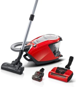 جاروبرقی مخزن دار بوش مدل BGS7PET (ProAnimal) با رنگ مشکی/قرمز و پارویی مخصوص جمع‌آوری موی حیوانات