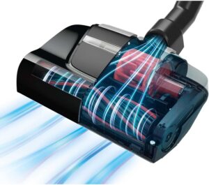 جاروبرقی کیسهای بوش مدل BGL8POW2 با رنگ مشکی و قرمز، دارای لوله تلسکوپی و شعاع کارکرد 15 متر