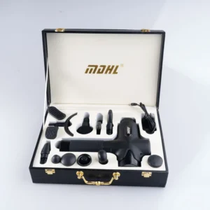 دستگاه ماساژ تفنگی به رنگ مشکی (مدل MDHL) با 12 سری قابل تعویض برای ماساژ عمیق عضلات