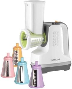 تصویر سالاد ساز سنکور مدل SSG 4500 به رنگ سفید با ۵ سری رنده و اسلایس استیل