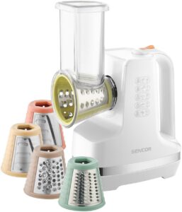 تصویر سالاد ساز سنکور مدل SSG 4300 به رنگ سفید با ۵ رنده مخروطی استیل