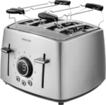 تصویر توستر نان سنکور مدل STS 5070SS با بدنه استیل، 4 درگاه قرارگیری نان و نمایشگر دیجیتال (LED).