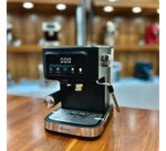 اسپرسوساز مباشی مدل ME-ECM2118 - دستگاه مشکی رنگ با پنل لمسی و بدنه استیل و پلاستیک