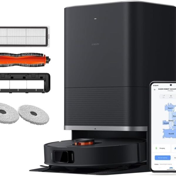 جارو رباتیک شیائومی مدل X20 Max مشکی با ایستگاه شارژ Omni، مکش 8000 پاسکال و شستشوی 55 درجه