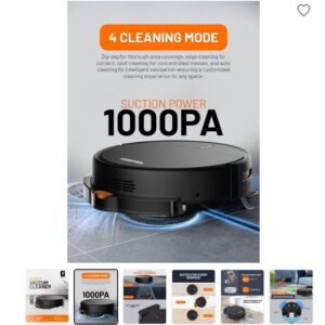 عکس اصلی جارو رباتیک جیپاس مدل GRVC19056 به همراه کیس شارژ و لوازم جانبی