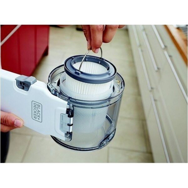 جارو شارژی دستی بلک اند دکر مدل PV1420L در حالت باز، دارای نازل قابل چرخش و پایه شارژر