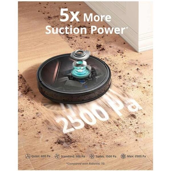 جارو رباتیک یوفی مدل G20 - دستگاه مشکی با طراحی باریک و پایه شارژر