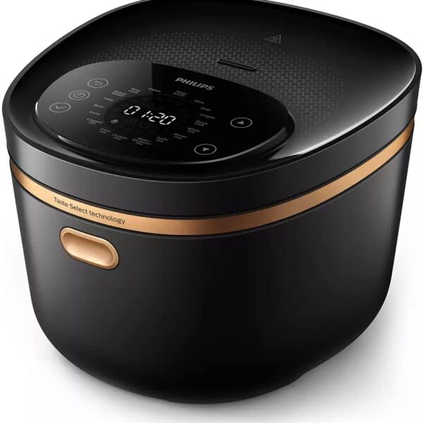 تصویر مولتی کوکر فیلیپس مدل HD4539 به رنگ مشکی با صفحه کنترل لمسی LED و کاسه داخلی نچسب Maifanshi