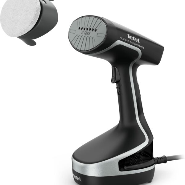 تصویر اتو بخارگر تفال مدل DT8250 به رنگ مشکی، با سری سرامیکی آلومینیومی و برس‌های جانبی