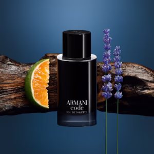 بطری ادکلن جورجیو آرمانی کد (Armani Code) ۱۲۵ میلی‌لیتری با شیشه مشکی و درپوش تیره