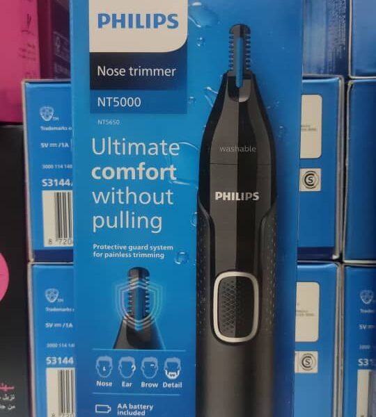 تصویر موزن گوش و بینی فیلیپس مدل NT5650/16 (گوش و بینی) به رنگ مشکی و خاکستری به همراه سری‌های جانبی و شانه ابرو