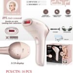 تصویر دستگاه لیزر خانگی دی اس پی مدل 70659 به رنگ سفید/طلایی با صفحه نمایش LCD و عینک محافظ